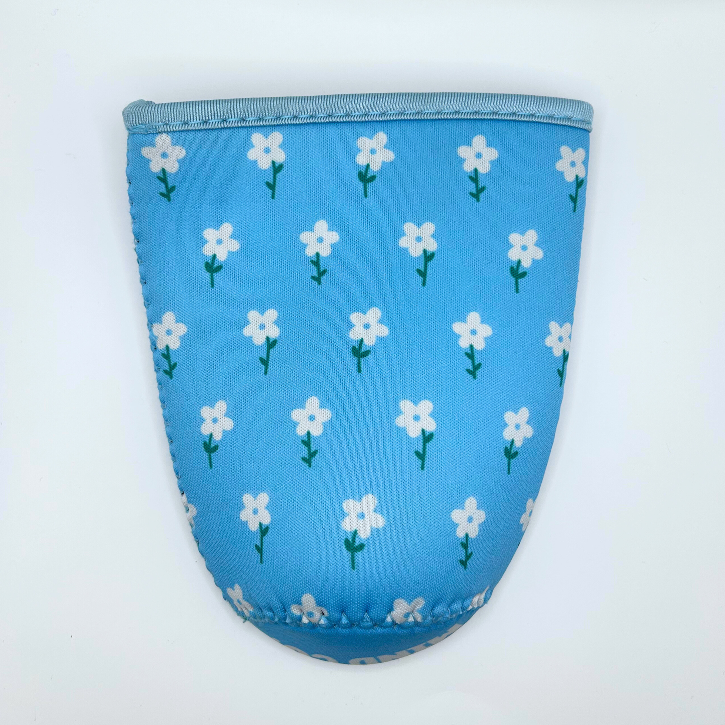 Blue and White Flower Field Iced Coffee Drink Sleeve