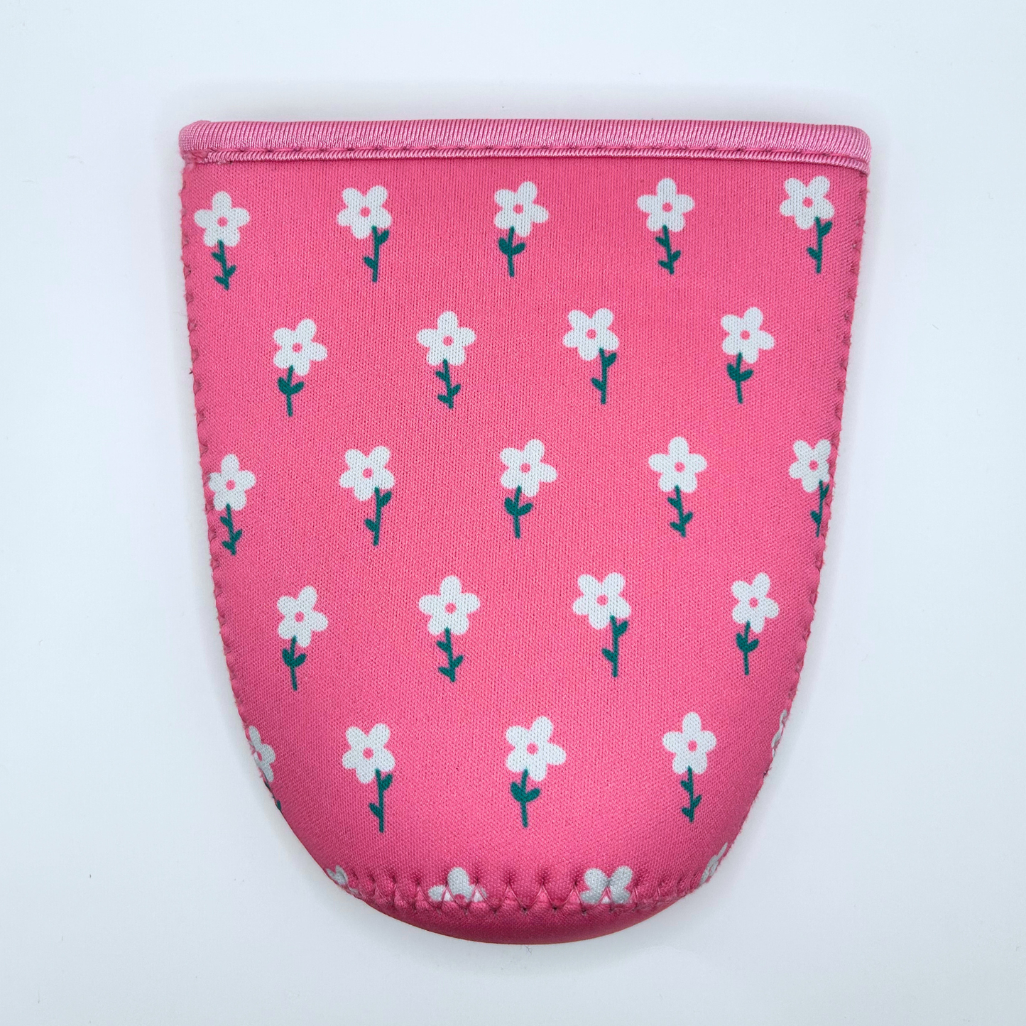 Pink and White Flower Field Iced Coffee Drink Sleeve