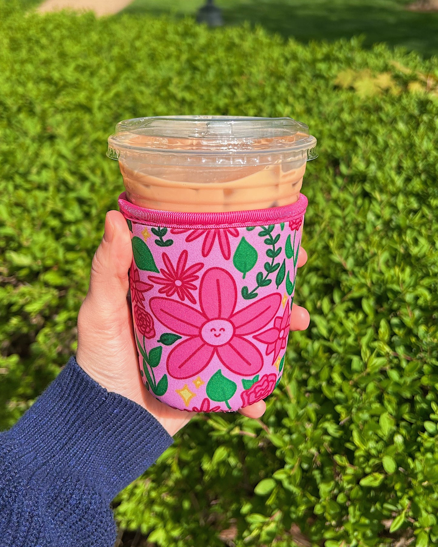 Pink Floral Garden Iced Drink Sleeve