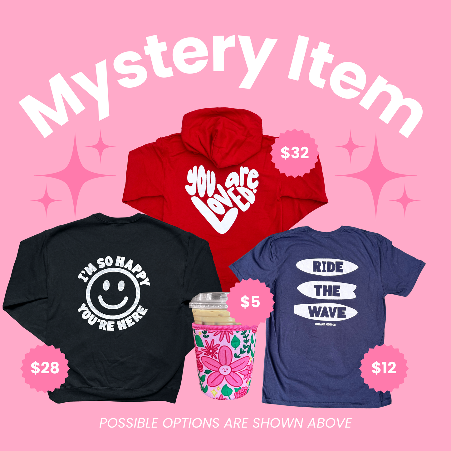 Mystery Item | Iced Drink Sleeve, Tee, Crewneck, or Hoodie