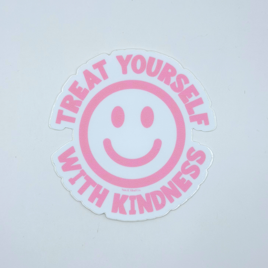 Pink Treat Yourself With Kindness Sticker