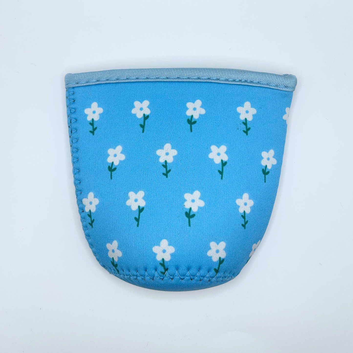 Blue and White Flower Field Iced Coffee Drink Sleeve