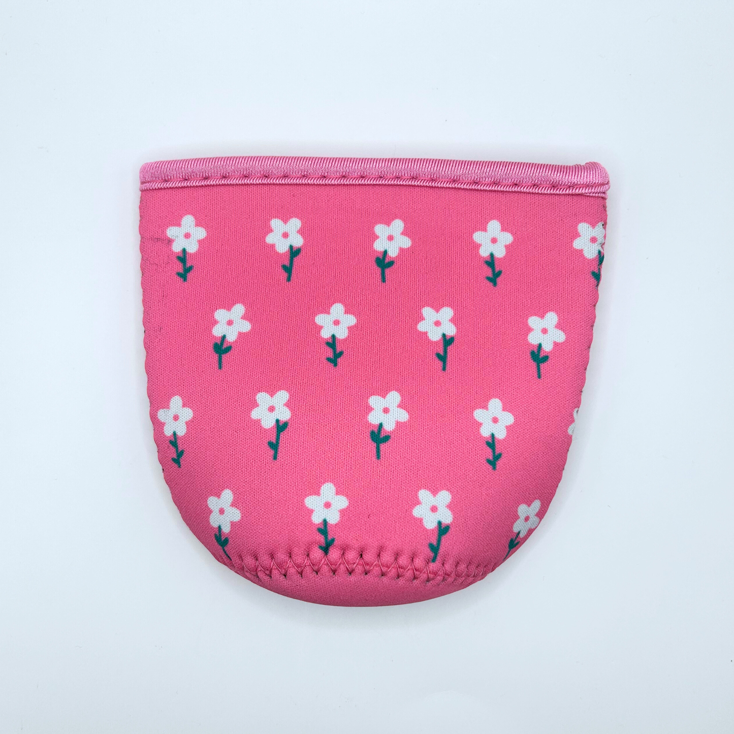 Pink and White Flower Field Iced Coffee Drink Sleeve
