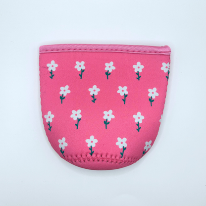 Pink and White Flower Field Iced Coffee Drink Sleeve