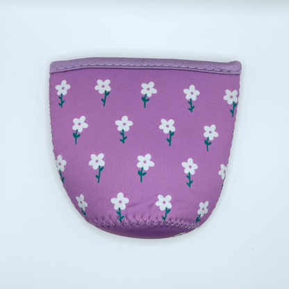 Purple and White Flower Field Iced Coffee Drink Sleeve