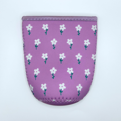 Purple and White Flower Field Iced Coffee Drink Sleeve