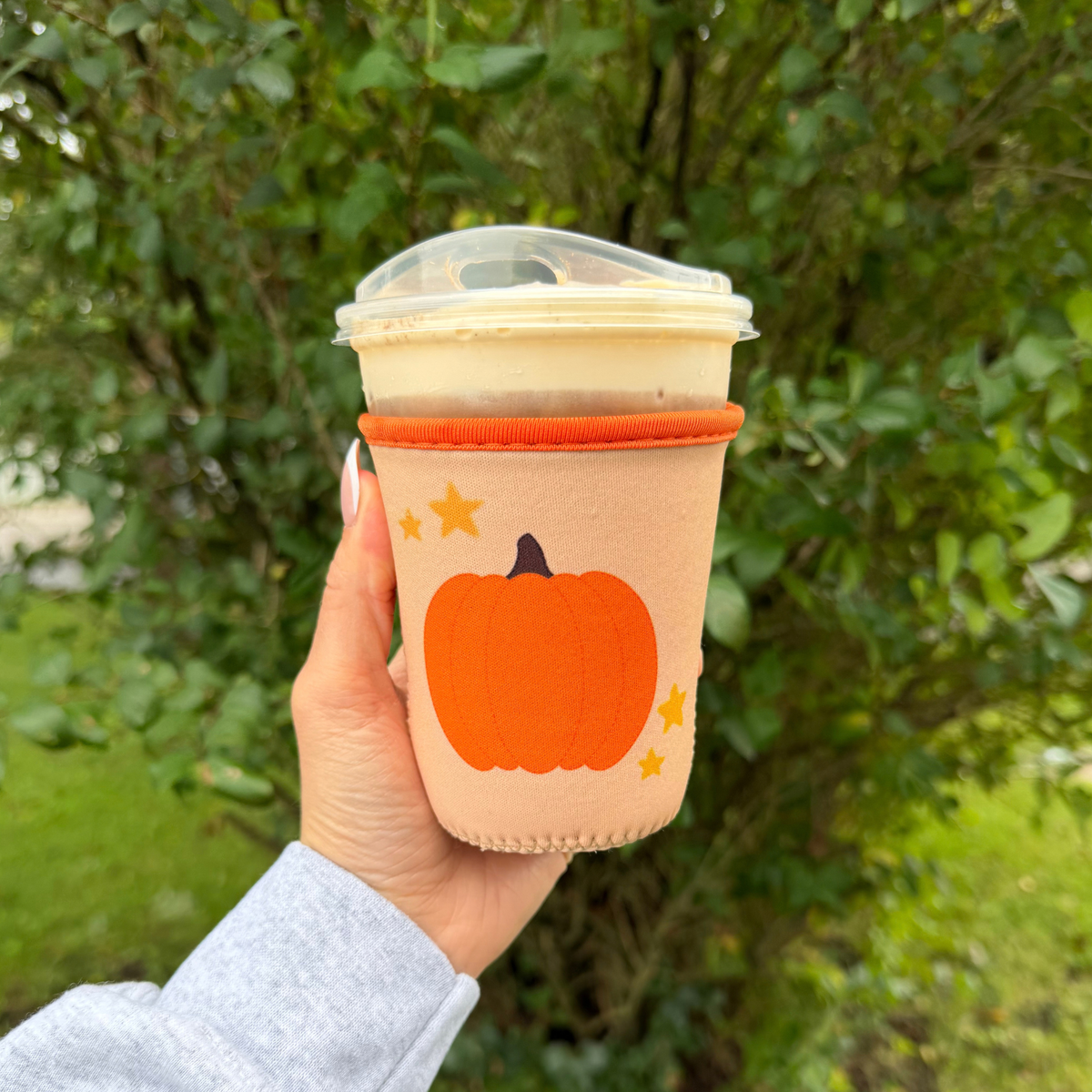 Patchwork Pumpkin Iced Coffee Drink Sleeve