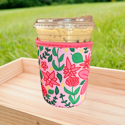 Pink Floral Garden Iced Drink Sleeve
