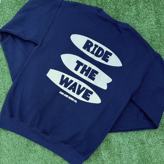 Ride The Wave Navy Blue Crewneck Sweatshirt