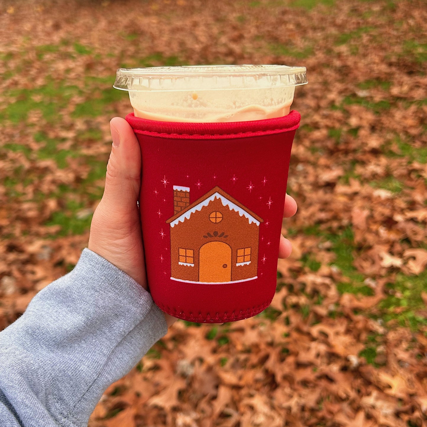 Holiday Gingerbread House Iced Coffee Drink Sleeve