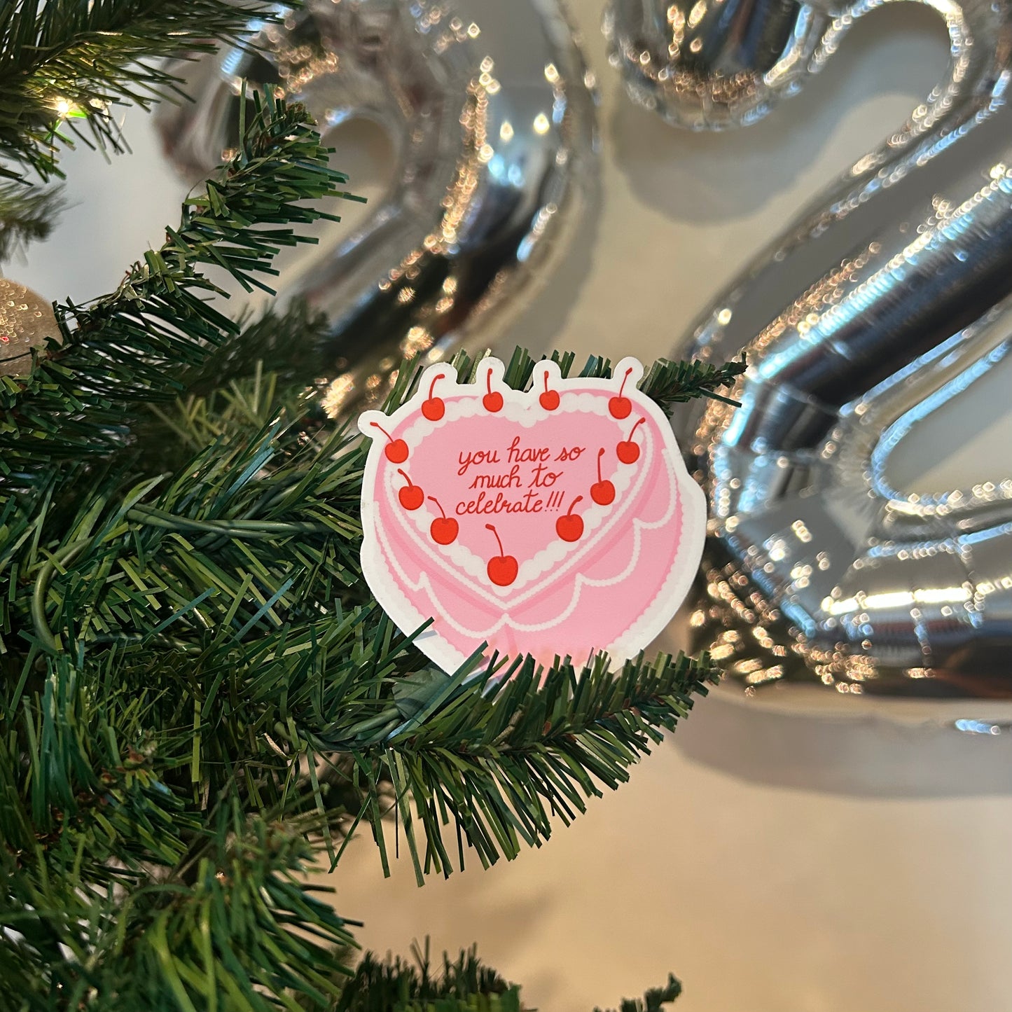 You Have So Much To Celebrate Pink Cake Sticker
