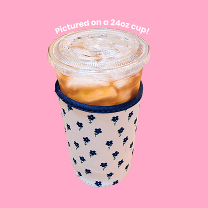 Blue Flower Iced Coffee Drink Sleeve