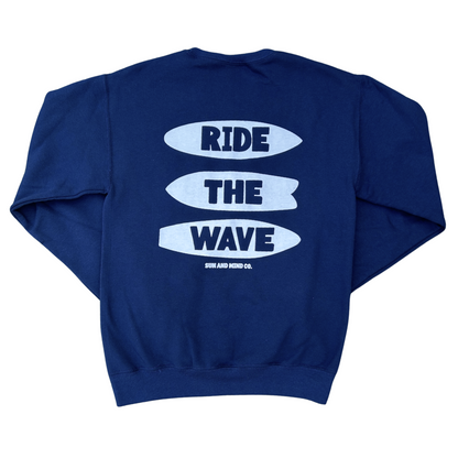 Ride The Wave Navy Blue Crewneck Sweatshirt