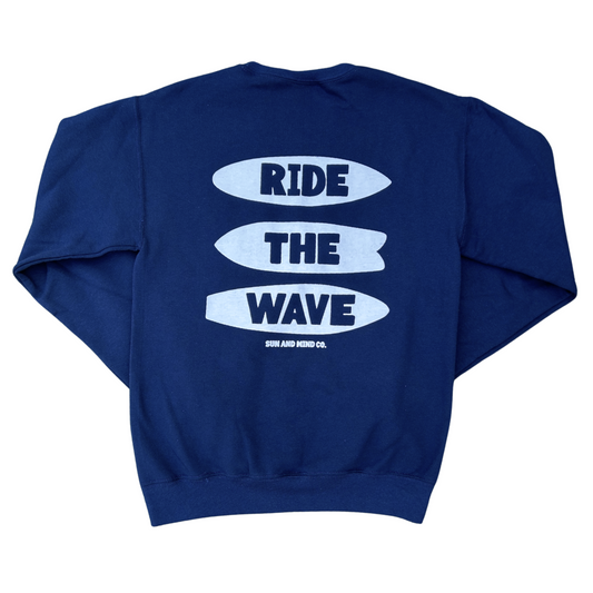 Ride The Wave Navy Blue Crewneck Sweatshirt