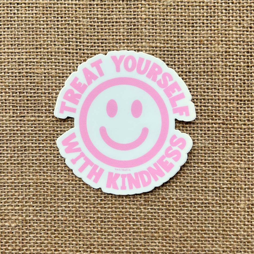 Pink Treat Yourself With Kindness Sticker